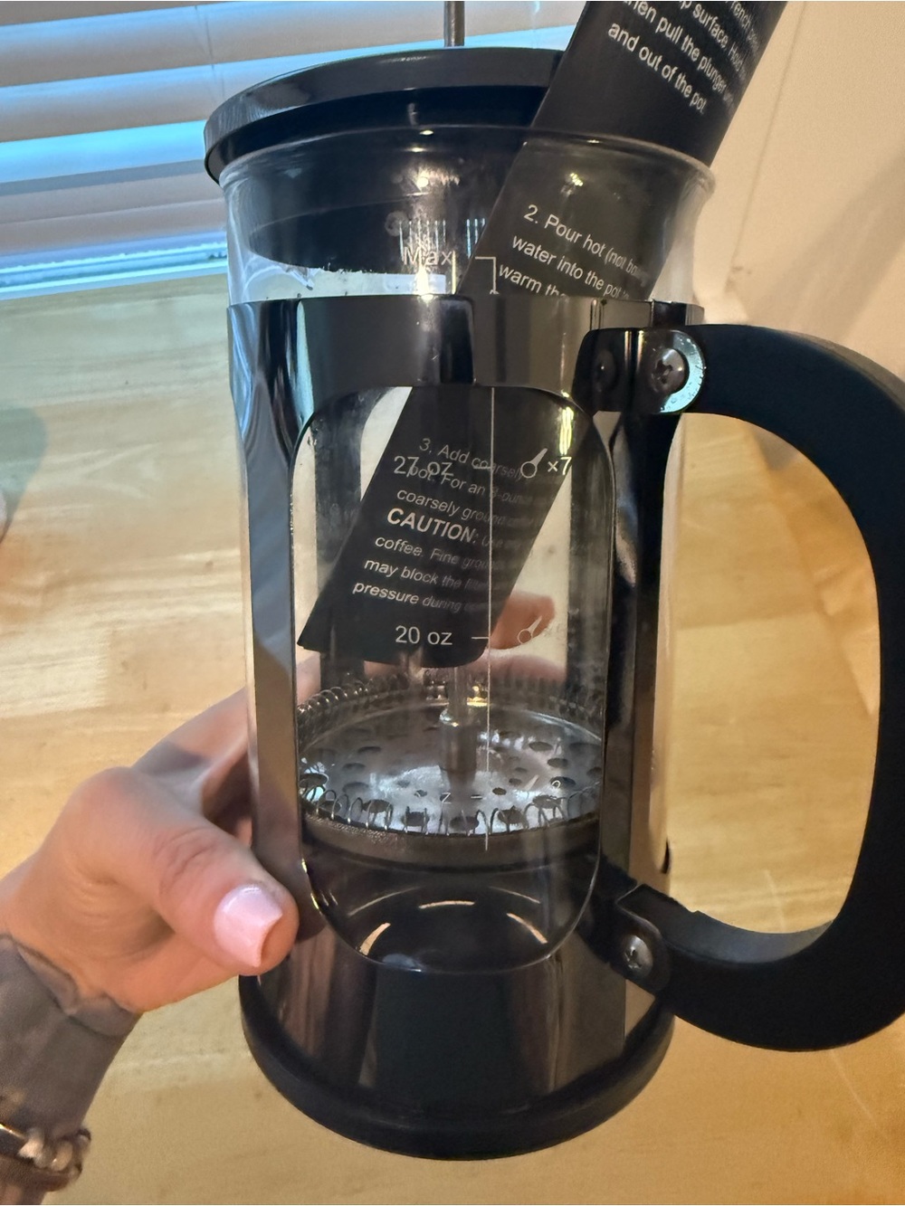 Black French Press Coffee Maker with Clear Glass Carafe